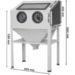 Cabine de sablage 220L ouverture latérale dimensions