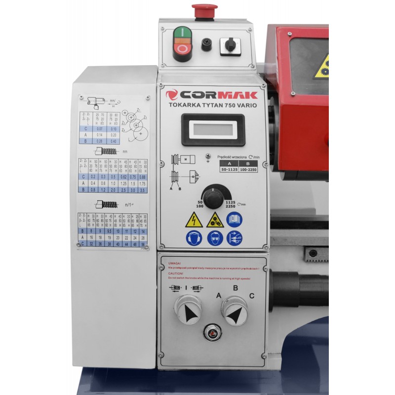 Tour a metaux Cormak Tytan 750 Vario - réglages
