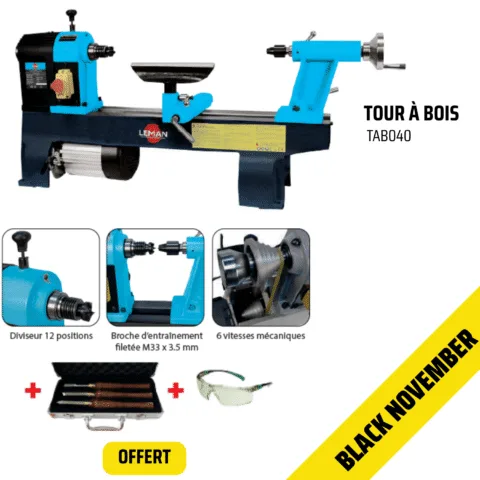 Tour à bois Leman 406mm TAB040 230v - Black November