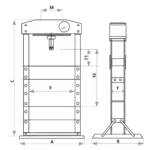 Presse d'atelier manuelle et pneumatique 50T dimensions