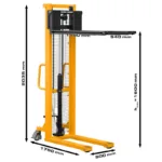 Gerbeur manuel charge 700kg - Hauteur levage 1600mm Dimensions