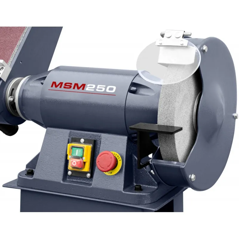 Ponceuse à bande et Meule d'établi industrielle MSM250 avec socle- 400v Meule
