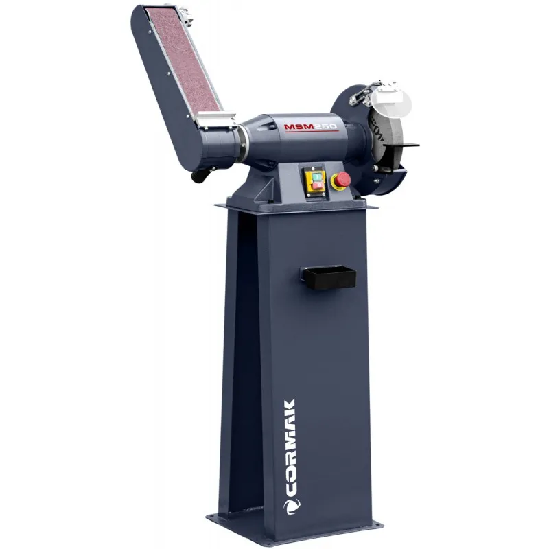 Ponceuse à bande et Meule d'établi industrielle MSM250 avec socle- 400v. Outilobx