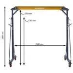 Grue Portique mobile d'atelier 2Tonnes - 2000kg Cormak PK2.