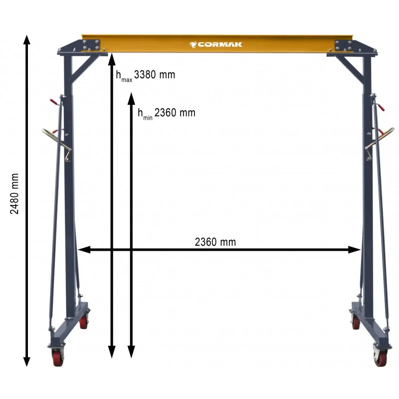 Grue Portique mobile d'atelier 2Tonnes - 2000kg Cormak PK2.