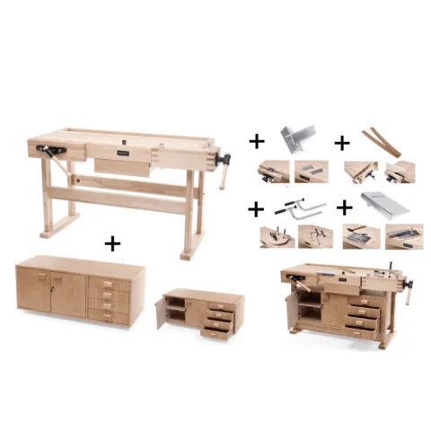 Etabli de menuisier en bois Premium 1600 "COMBO" Ramia