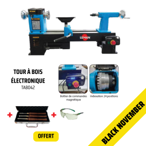 Tour à bois  électronique Leman 419mm TAB042 230v - Black November