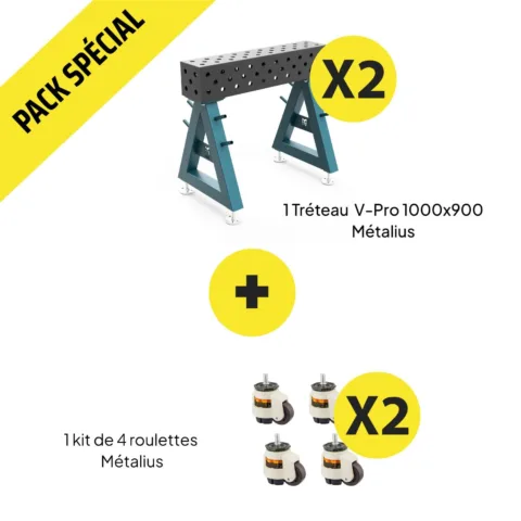 Pack Tréteaux Métalius V-Pro avec Roulettes